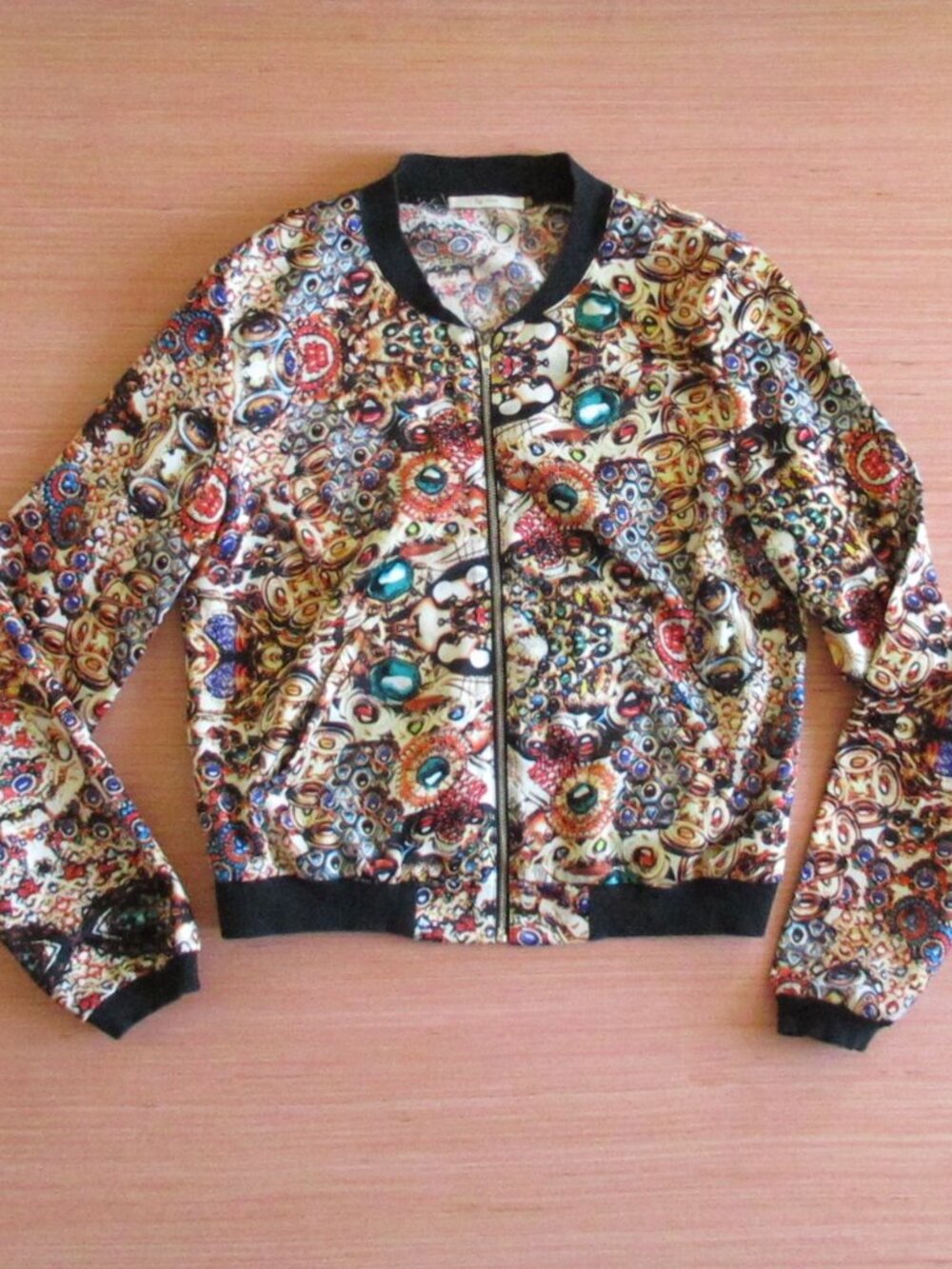 Zio New York Satin Jewel Print Cropped Jacket